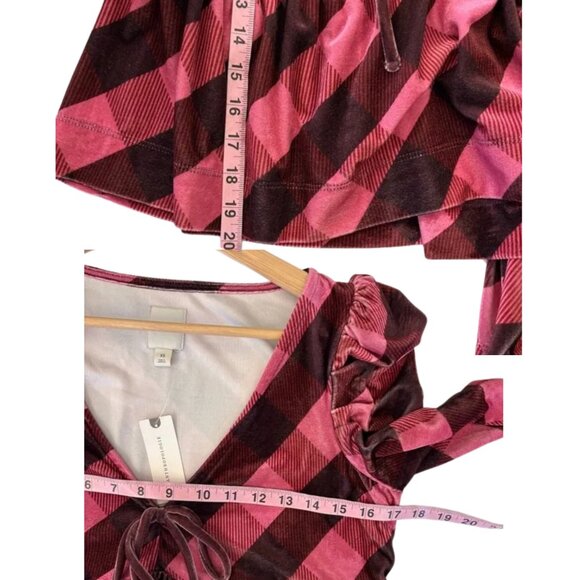 Maeve by Anthropologie Argyle Velvet Tie-Front Peplum Top – XS - Picture 12 of 12